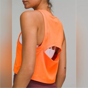 Lululemon Open-Back Cropped Training Tank Top size 12 Orange Soda
